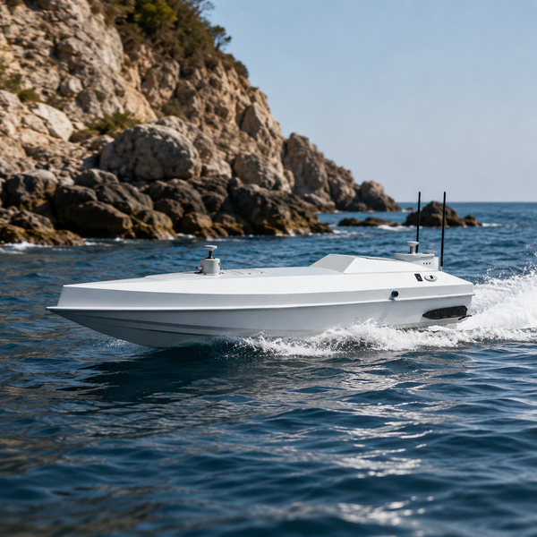 45-knot autonomous surface vessel, 430nm range, HD imaging & 15km comms. Modular USV for coastal patrol, surveillance & emergency response.